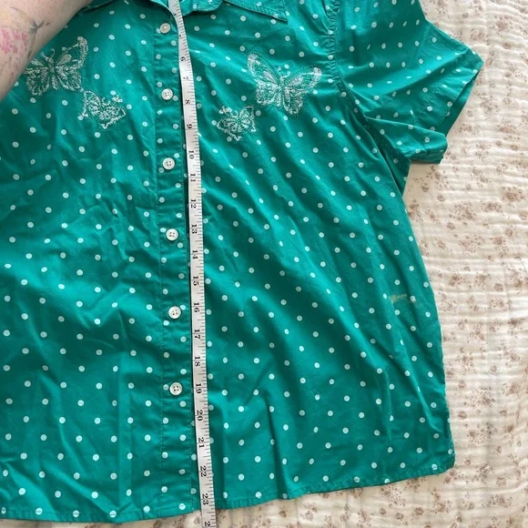 Blair Teal and white polka dot button-up - Picture 5 of 7